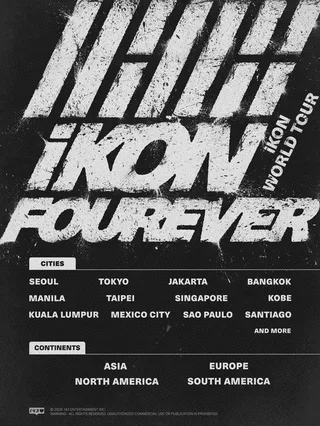 iKON ประกาศเส้นทางแรกสำหรับเวิลด์ทัวร์ใหม่ "FOUREVER"
