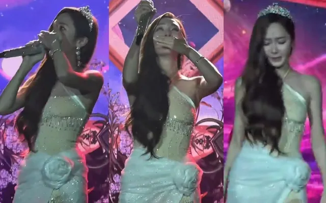 เจสสิก้าเสียน้ำตาบนเวทีขณะร้องเพลง 'Into The New World' ของ Girls' Generation ในคอนเสิร์ตเดี่ยว