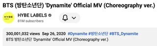 MV "Dynamite" (Choreography Ver.) ของ BTS ทะลุ 300 ล้านวิวแล้วจ้า!