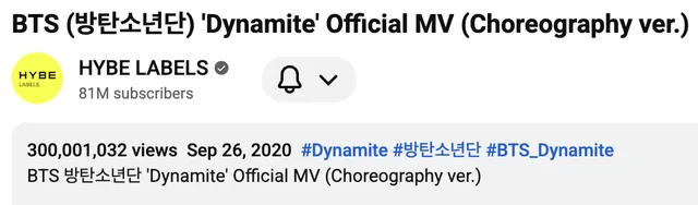 MV "Dynamite" (Choreography Ver.) ของ BTS ทะลุ 300 ล้านวิวแล้วจ้า!