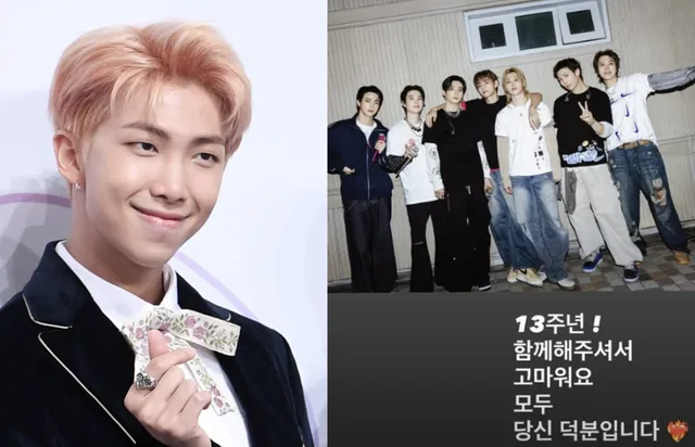 RM ฉลองครบรอบ 13 ปี BTS พร้อมข้อความซึ้งๆ และรูปหมู่สุดอบอุ่น