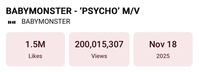 BABYMONSTER ปังไม่หยุด! MV เพลง "PSYCHO" ทะลุ 200 ล้านวิวแล้วจ้า