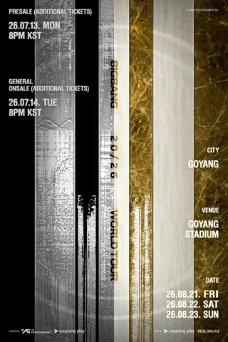 BIGBANG เพิ่มรอบการแสดงที่ Goyang หลังบัตรหมดเกลี้ยงใน 22 นาที