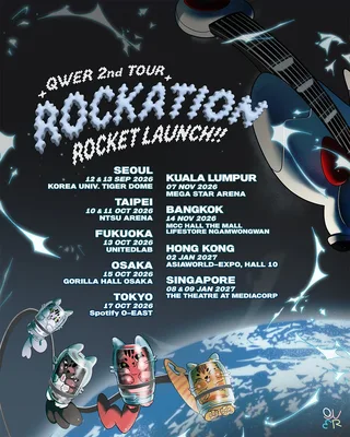 QWER ประกาศวันและเมืองสำหรับทัวร์คอนเสิร์ตปี 2026-2027 “ROCKATION : ROCKET LAUNCH!!”