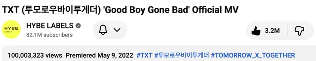 TXT สร้างสถิติใหม่! MV "Good Boy Gone Bad" ทะลุ 100 ล้านวิวแล้ว