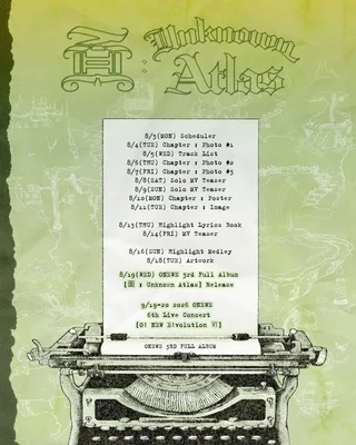 ONEWE ปล่อยตารางคัมแบ็กอัลบั้มเต็มชุดที่สาม '面 : Unknown Atlas' มาในธีมวินเทจสุดเก๋