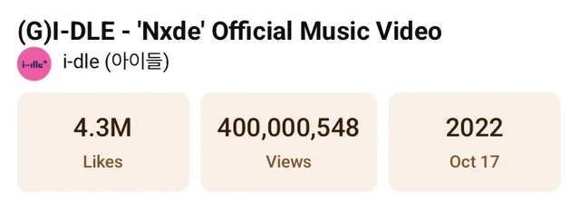 MV เพลง “Nxde” ของ i-dle ทะลุ 400 ล้านวิวแล้ว! เป็นเพลงที่สองของวงที่ทำได้