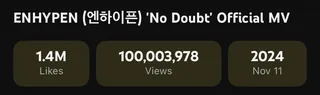 ENHYPEN สุดปัง! MV เพลง “No Doubt” ทะลุ 100 ล้านวิวบน YouTube เป็นเพลงที่ 4 แล้ว!