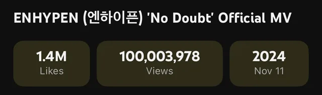 ENHYPEN สุดปัง! MV เพลง “No Doubt” ทะลุ 100 ล้านวิวบน YouTube เป็นเพลงที่ 4 แล้ว!