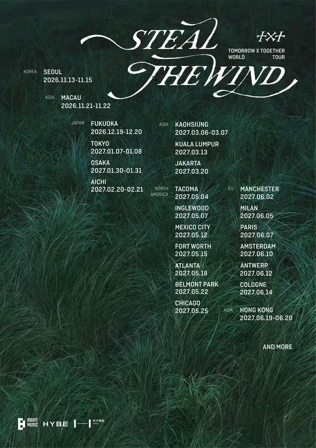 TXT ประกาศวันและเมืองสำหรับเวิลด์ทัวร์ปี 2026-2027 “STEAL THE WIND”