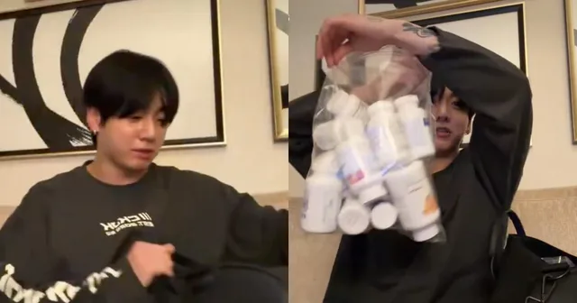 Jungkook BTS โชว์ถุงยาวิตามินชุดใหญ่ ทำเอาแฟนๆ เป็นห่วงสุขภาพ