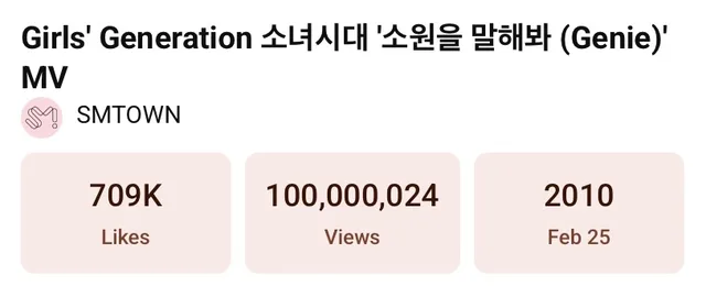 MV เพลง “Genie” ของ Girls’ Generation ทะลุ 100 ล้านวิวแล้ว! เป็น MV กลุ่มเพลงที่ 10 ของพวกเธอ