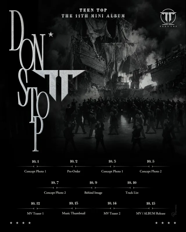 TEEN TOP คอนเฟิร์มคัมแบ็กเดือนตุลาคม พร้อมตารางคัมแบ็กมินิอัลบั้ม “DON’T STOP”