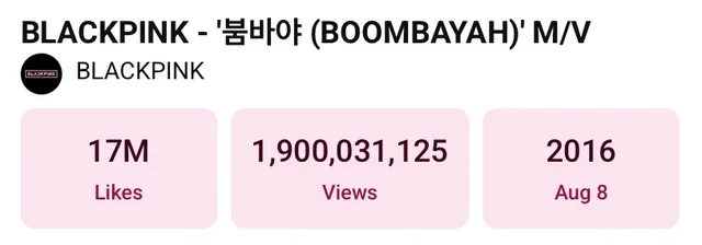 BLACKPINK สร้างประวัติศาสตร์บน YouTube อีกครั้ง! MV 'BOOMBAYAH' ทะลุ 1.9 พันล้านวิว